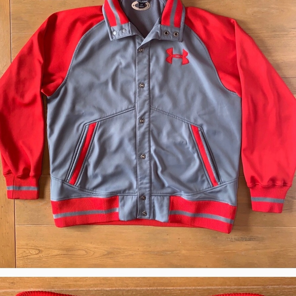 Special edition under armor varsity jacket.